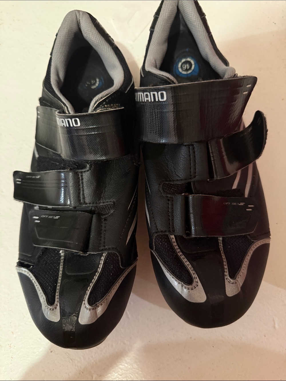 Shimano Black and Silver Road Cycling Shoes with Hook Straps